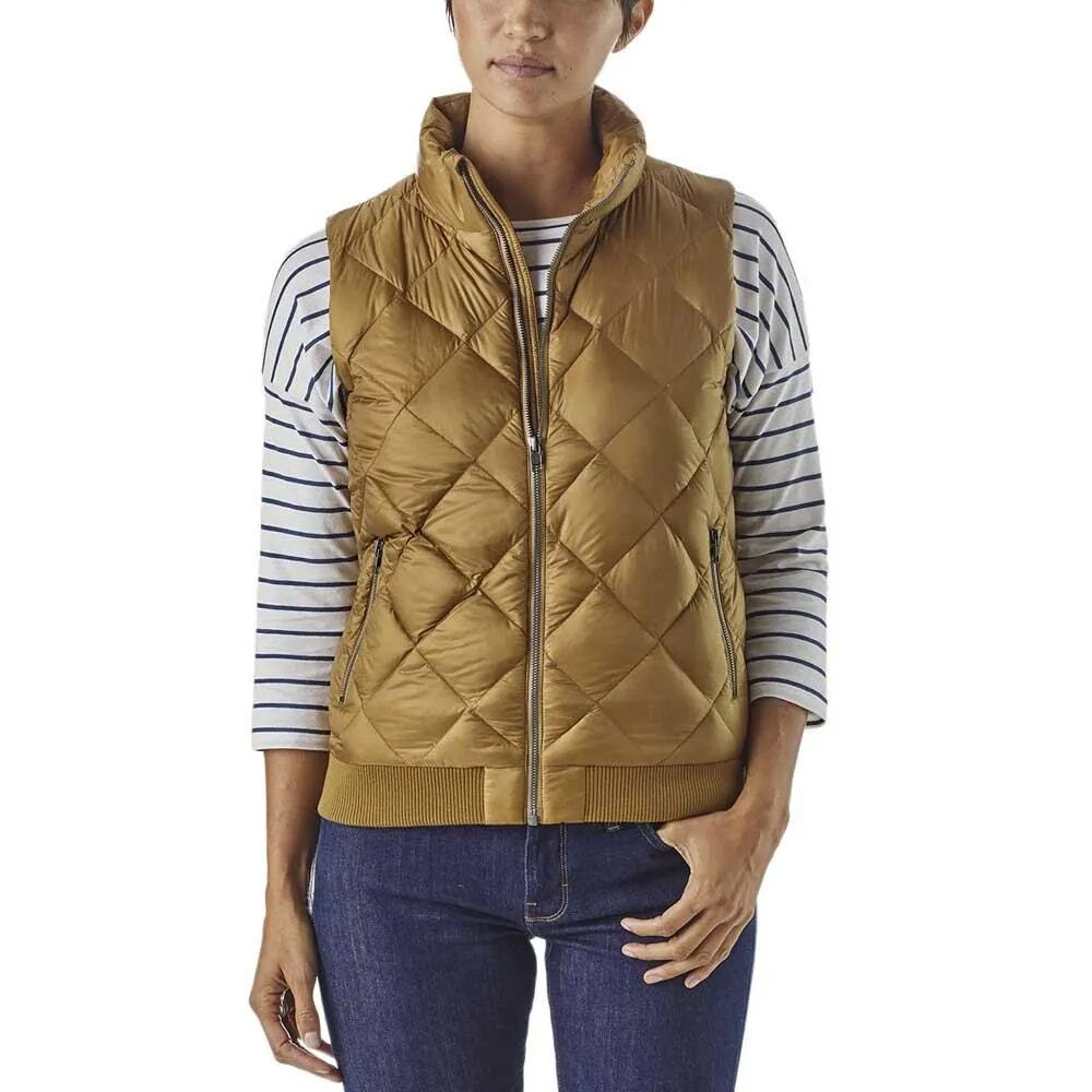 Patagonia Bomber Vest Women's Size Small Gold Full-Zip Collared Polyester